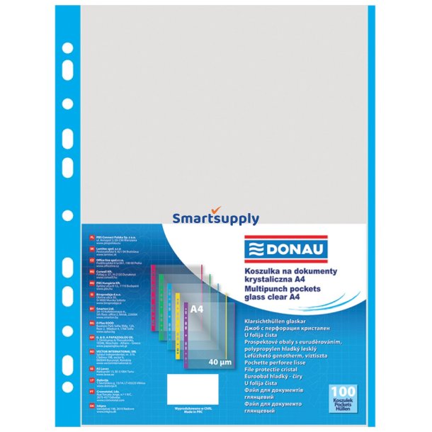 Plastlommer A4 bl 40 my ben top venstre - 100 stk