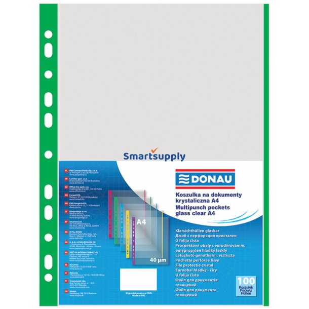 Plastlommer A4 grn 40 my ben top venstre - 100 stk