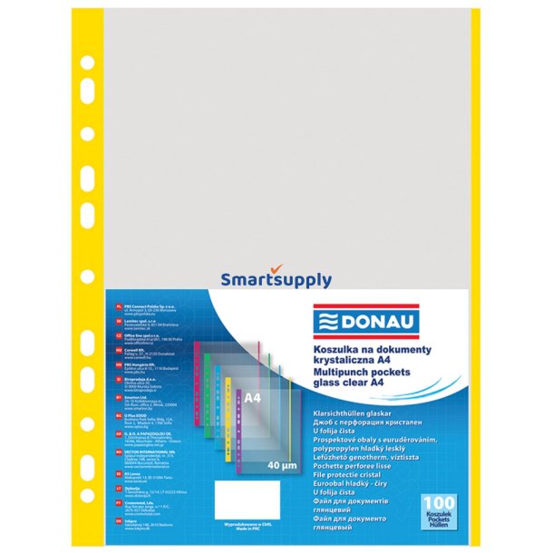 Plastlommer A4 gul 40 my ben top venstre - 100 stk