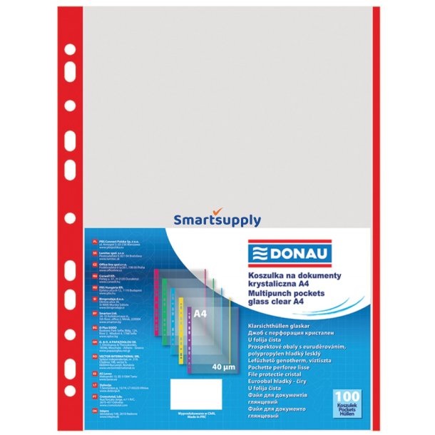 Plastlommer A4 rd 40 my ben top venstre - 100 stk