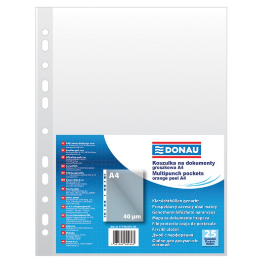 Plastlommer A4 transparent 40 my �ben top venstre - 25 stk