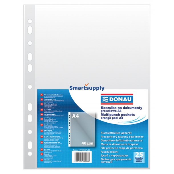 Plastlommer A4 transparent 40 my ben top venstre - 25 stk