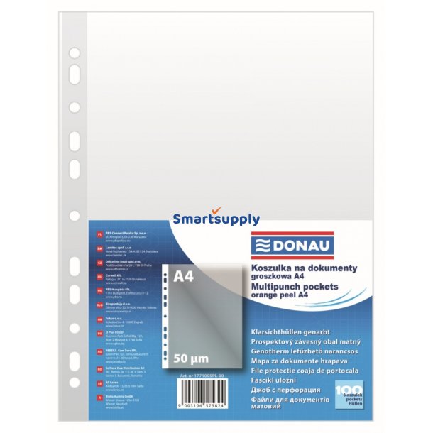 Plastlommer A4 transparent 50 my ben top venstre - 100 stk