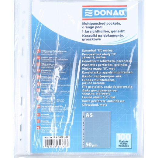 Plastlommer A5 glasklar 50 my �ben top - 100 stk