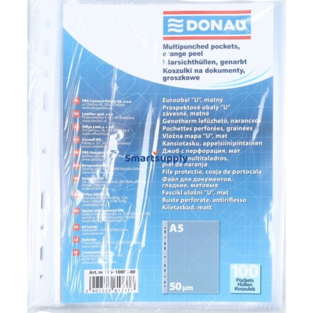 Plastlommer A5 glasklar 50 my ben top - 100 stk