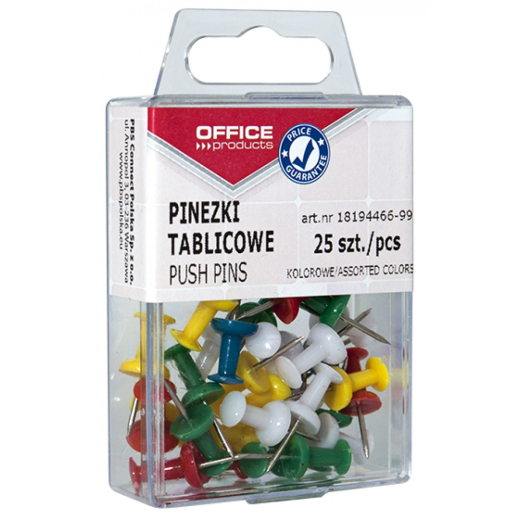 Push pins mix farver plast�ske - 25 stk
