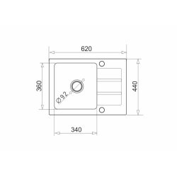 Maidsinks 62X44 1B 1D Volcano Granitvask Med 1-Skls Aflb