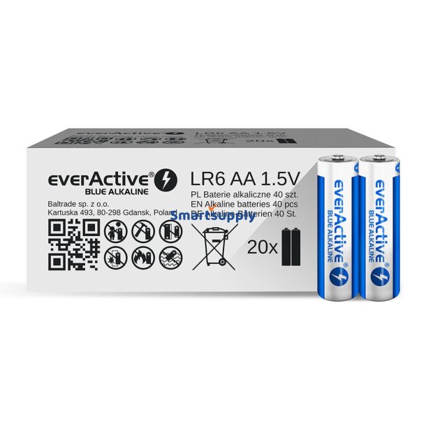 Batterier Everactive Blue Alkaline Lr5 Aa - ske - 40 Stk