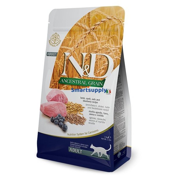 FARMINA N&D ANCESTRAL GRAIN CAT LAMB. SPELT. OATS AND BLUEBERRY ADULT 1,5kg