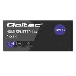Qoltec 51798 Aktiv HDMI Splitter 4 x HDMI 4K x 2K | 3,4 Gb/s