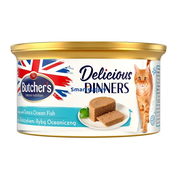 Butcher's Klassiske Lkre Middag Vdfoder Til Katte Mousse Tun Og Havfisk 85 G