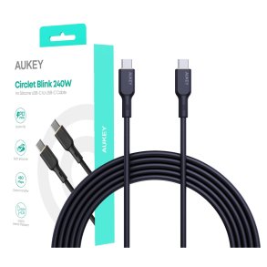 AUKEY CB-SCC241 USB-C Power Delivery PD 240W 5A 20V 1m Nylon Sort