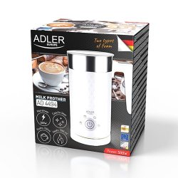 Adler AD 4494 Mlkeskummer og varmeapparat Automatisk Metallic, Hvid