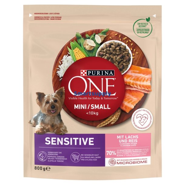 PURINA One Mini/Small Sensitive Salmon, ris - trfoder til hunde - 800 g