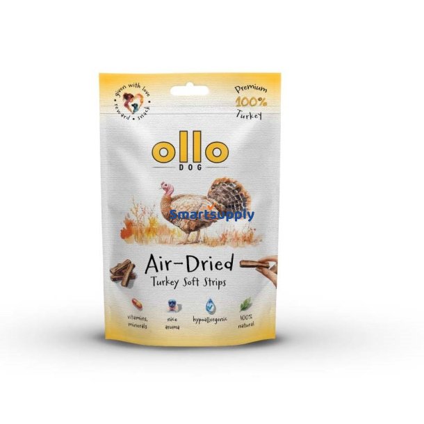 OLLO Air-Dried Turkey strips - godbid til hund - 80g