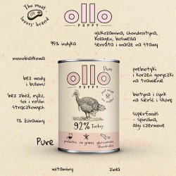 OLLO Puppy Pure Kalkun - vdfoder til hunde - 850 g