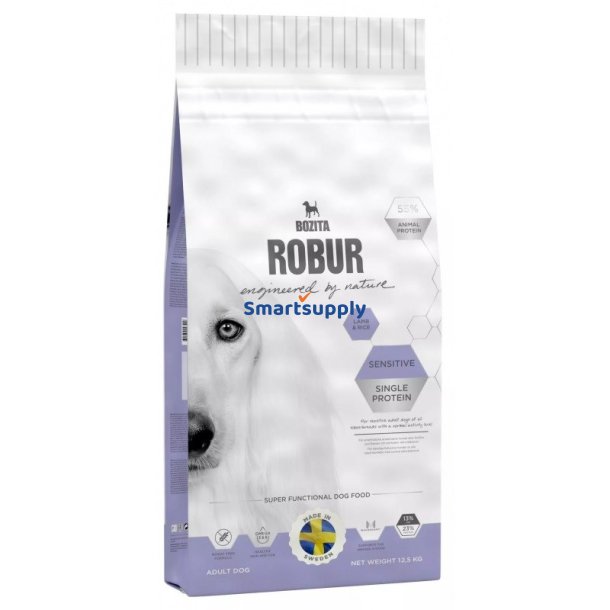 Bozita Robur Sensitive Single Protein Lam Og Ris - Trfoder Til Hunde - 12,5 Kg