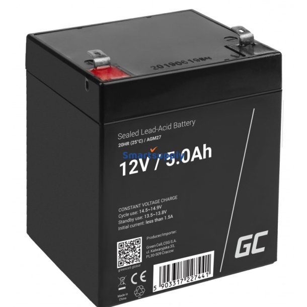 Green Cell Agm27 Ups Batteri Forseglet Blysyre (Vrla) 12V 5 Ah