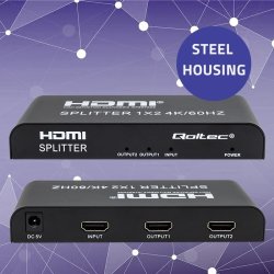 Qoltec 51797 Aktiv HDMI Splitter 2 x HDMI 4K x 2K | 6 Gb/s | 60 Hz