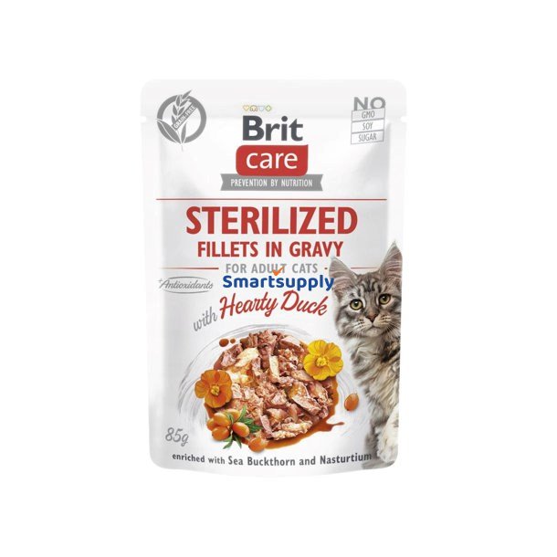 Brit Care Cat Sterilized Hearty Duck Pouch - Vdfoder Til Katte - 85 G