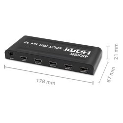 Qoltec 51798 Aktiv HDMI Splitter 4 x HDMI 4K x 2K | 3,4 Gb/s