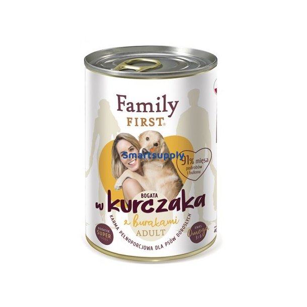 Family First Voksen Kylling Med Rdbeder - Vdfoder Til Hunde - 400 G
