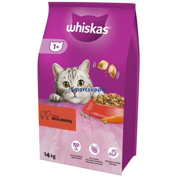 WHISKAS Adult Beef - trfoder til kattekillinger - 14 kg