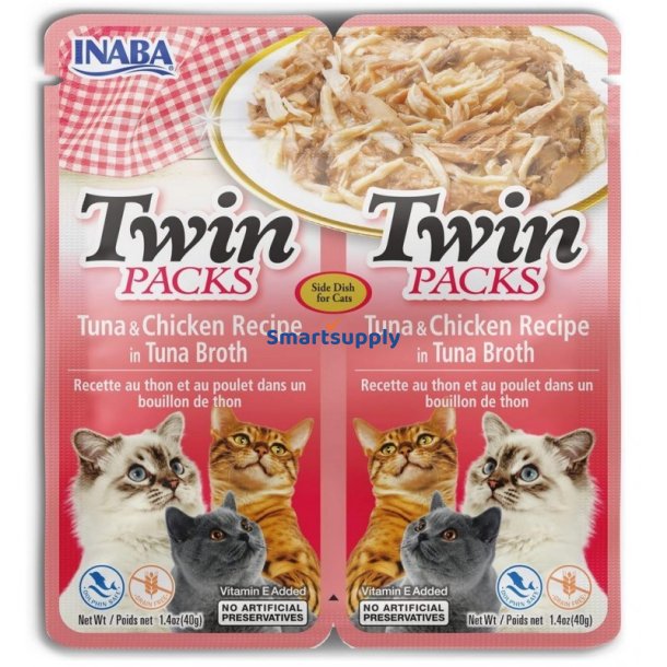 Inaba Cat Tvillingtun Med Kylling I Bouillon  Kat Godbid  2X40g