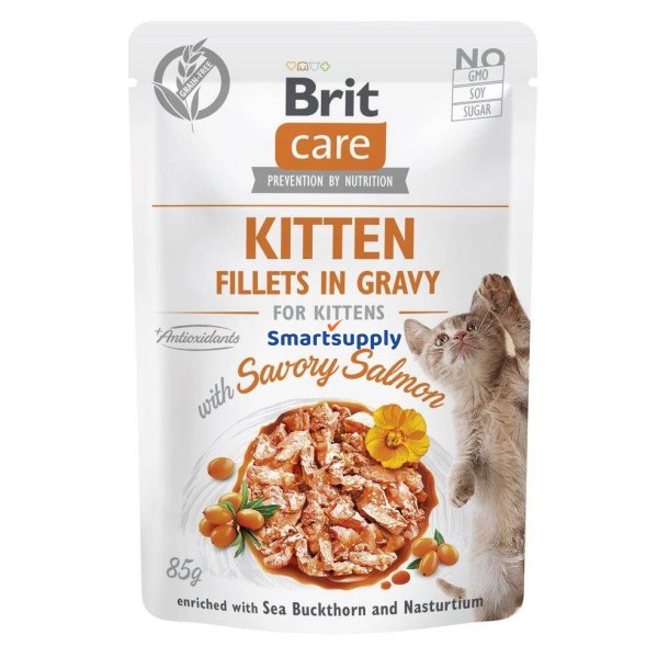 Brit Care Cat Kitten Savory Laks Pouch - Vdfoder Til Katte - 85 G