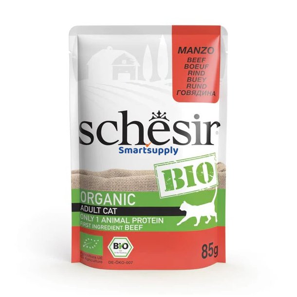 SCHESIR Bio Oksekd i pat - vd kattefoder - 85g