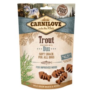 CARNILOVE SEMI-MOIST SOFT SNACK Trout Enriched with Dill - hundegodbid - 200 g