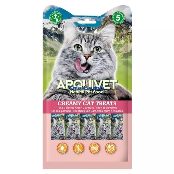Arquivet Cremet Snack Med Tun Og Rejer - Godbid Til Katte - 5X14 G