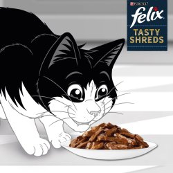 FELIX Tasty Shreds med oksekd og kylling - 4x 80g