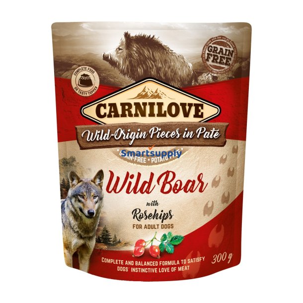 CARNILOVE Dog Pouch Wild boar & rosehips - vdfoder til hunde - 300g
