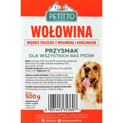 PETITTO Soft beef sticks - godbid til hund - 500g
