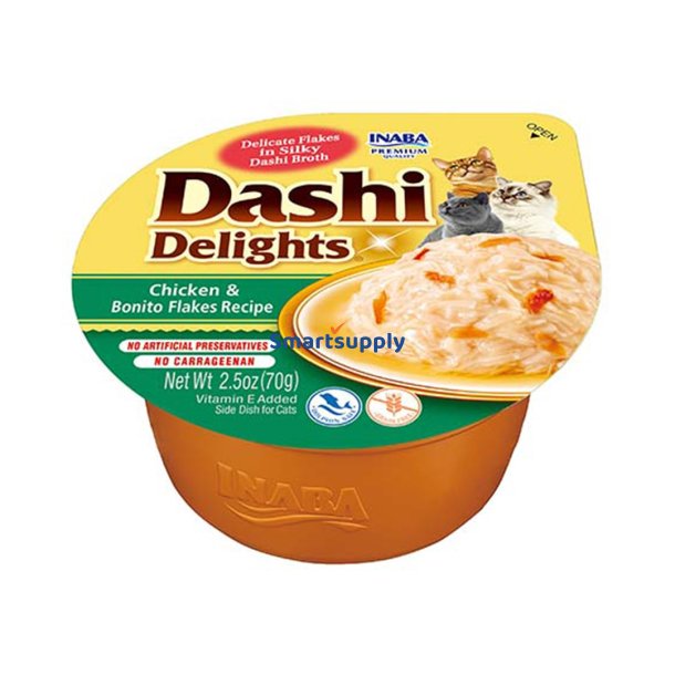Inaba Dashi Delights Kylling Med Bonitoflager I Bouillon - Kattegodbidder - 70G