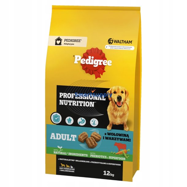 PEDIGREE Professional Nutrition Adult with beef and vegetables, medium and large breeds - trfoder til hunde - 12 kg