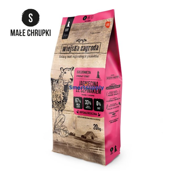 Wiejska Zagroda Lam Med Spinat  Trt Hvalpefoder  20 Kg