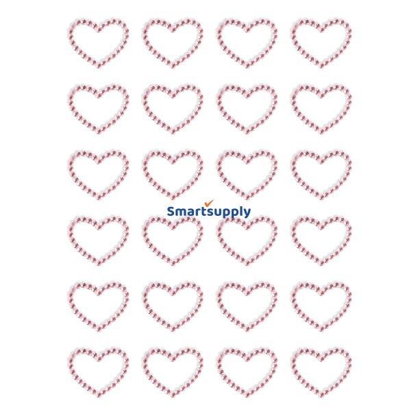 Rhinstenshjerter pink 24 stk. selvkl�bende