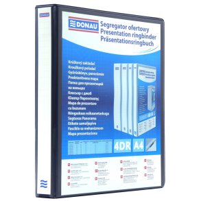 Ringbind med lommer A4 sort 4 ringe - 44 mm ryg - 12 stk