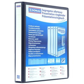 Ringbind med lommer A4 sort 4 ringe - 80 mm ryg - 12 stk