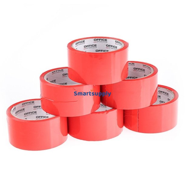 R�d pakketape st�rk og st�jsvag 48 mm x 46 m - 6 stk