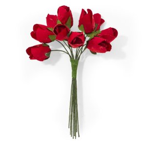 Rde tulipaner blomster bundt med formbar stilk 9cm, 10 stk.