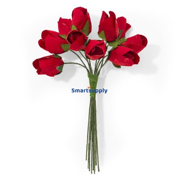 Rde tulipaner blomster bundt med formbar stilk 9cm, 10 stk.