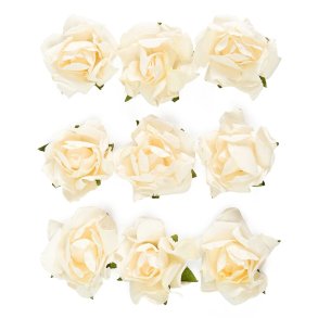 Creme rosenknopper selvklbende 3cm, 9 stk.