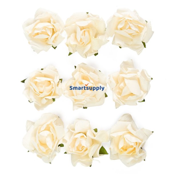 Creme rosenknopper selvklbende 3cm, 9 stk.