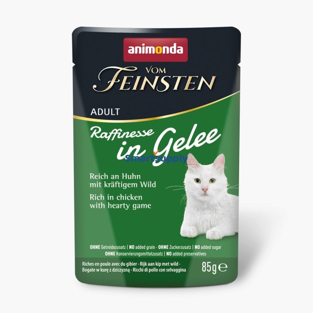 Animonda Vom Feinsten Adult Raffinesse I Gel&eacute; Rig P Kylling Med Vildt - Vdfoder Til Katte - 85 G