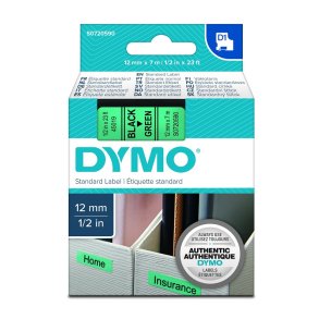 Dymo 45019 tape D1 sort p grn 12mm x 7m original