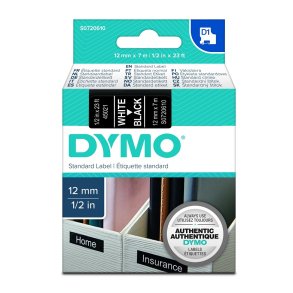 Dymo 45021 tape D1 hvid p sort 12mm x 7m original