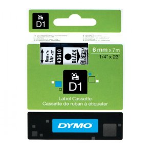 Dymo 43610 tape D1 sort p transparent 6mm x 7m original